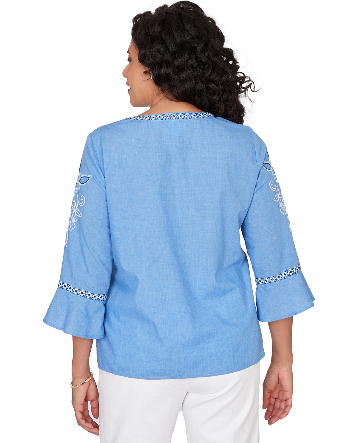 Alfred Dunner Missy Mykonos Floral Embroidered Top