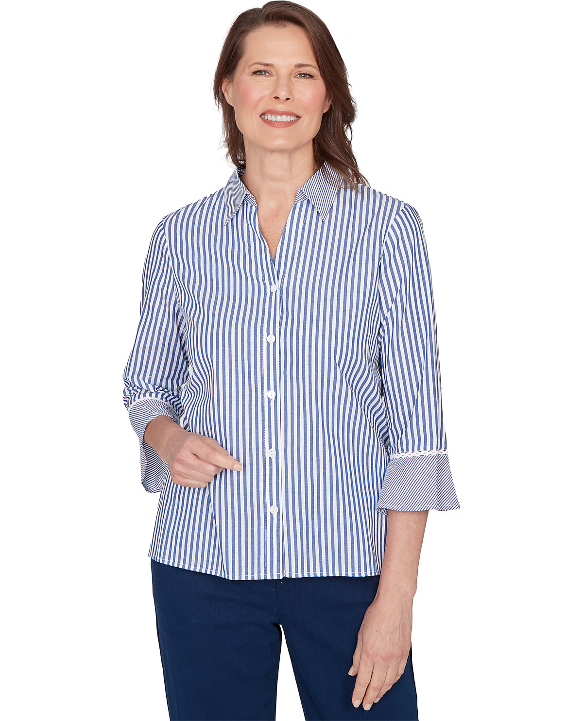 Alfred Dunner Missy Mykonos Mixed Stripe Woven Top