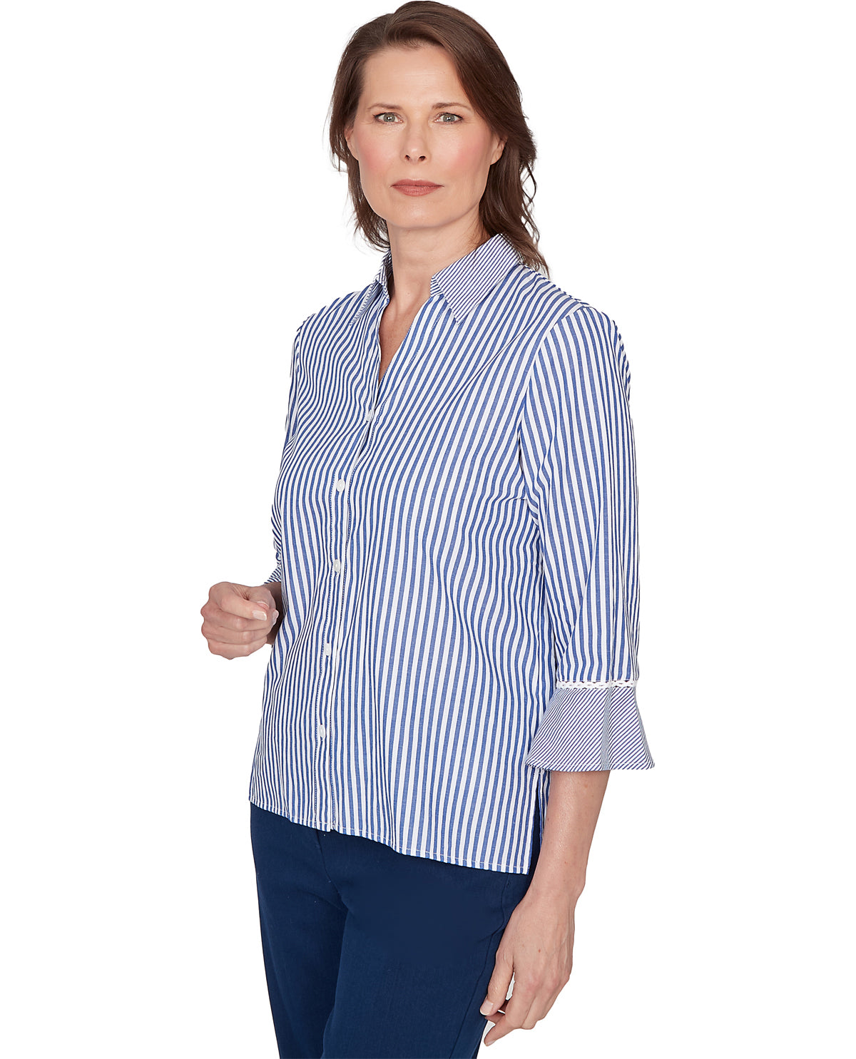 Alfred Dunner Missy Mykonos Mixed Stripe Woven Top