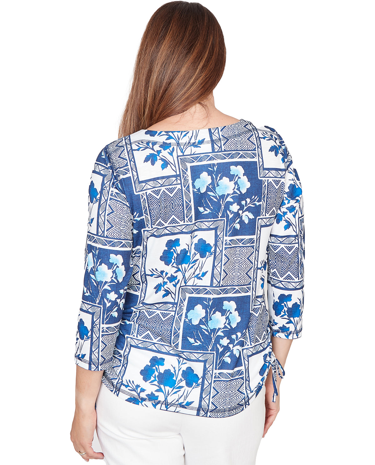 Alfred Dunner Missy Mykonos Framed Floral Knit Top