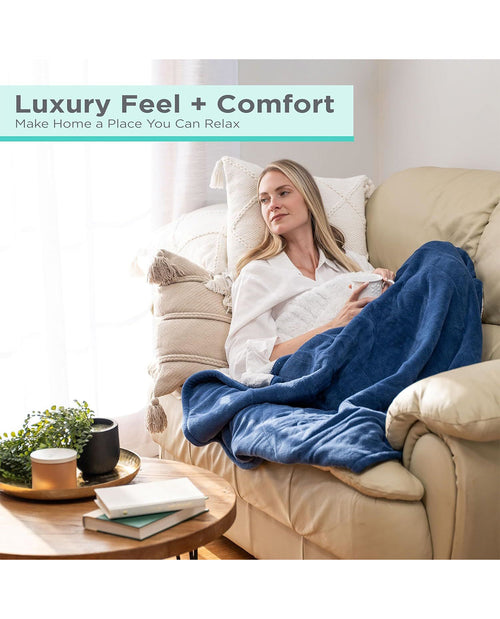 Black & Decker Navy Heated Faux Throw