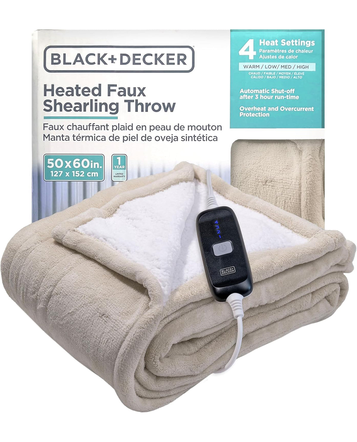 Black & Decker Heated Throw - Cream