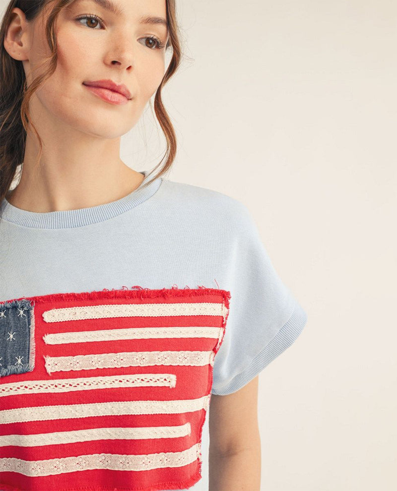 Jodifl Top With Patchwork Flag Blue