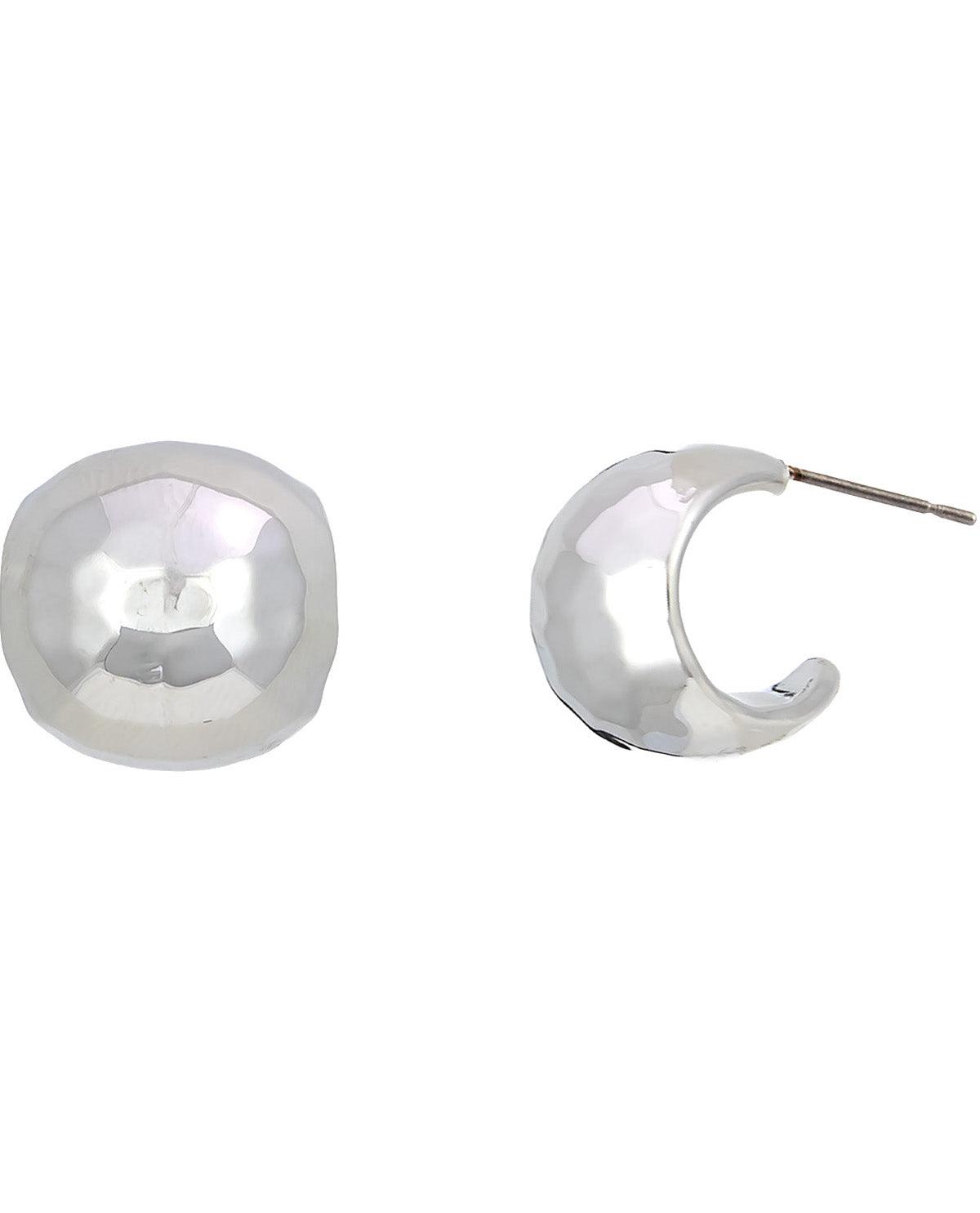 Silver hoop earrings on a white background