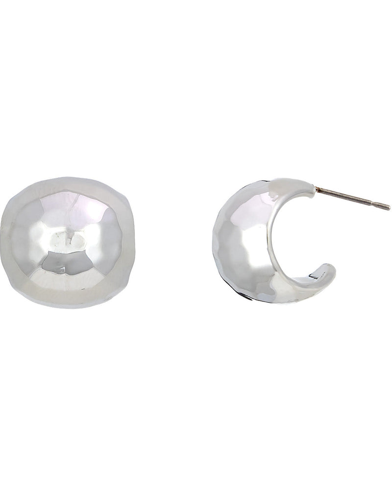 Silver hoop earrings on a white background