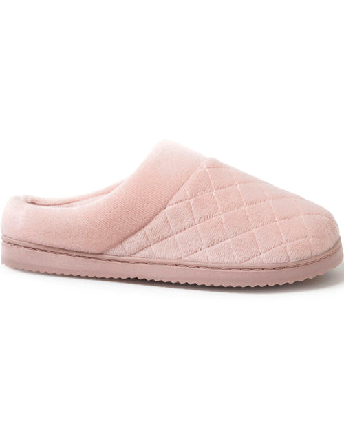A single light pink slip-on slippers with a quilted diamond pattern on the upper and a matching sole, shown against a plain white background.