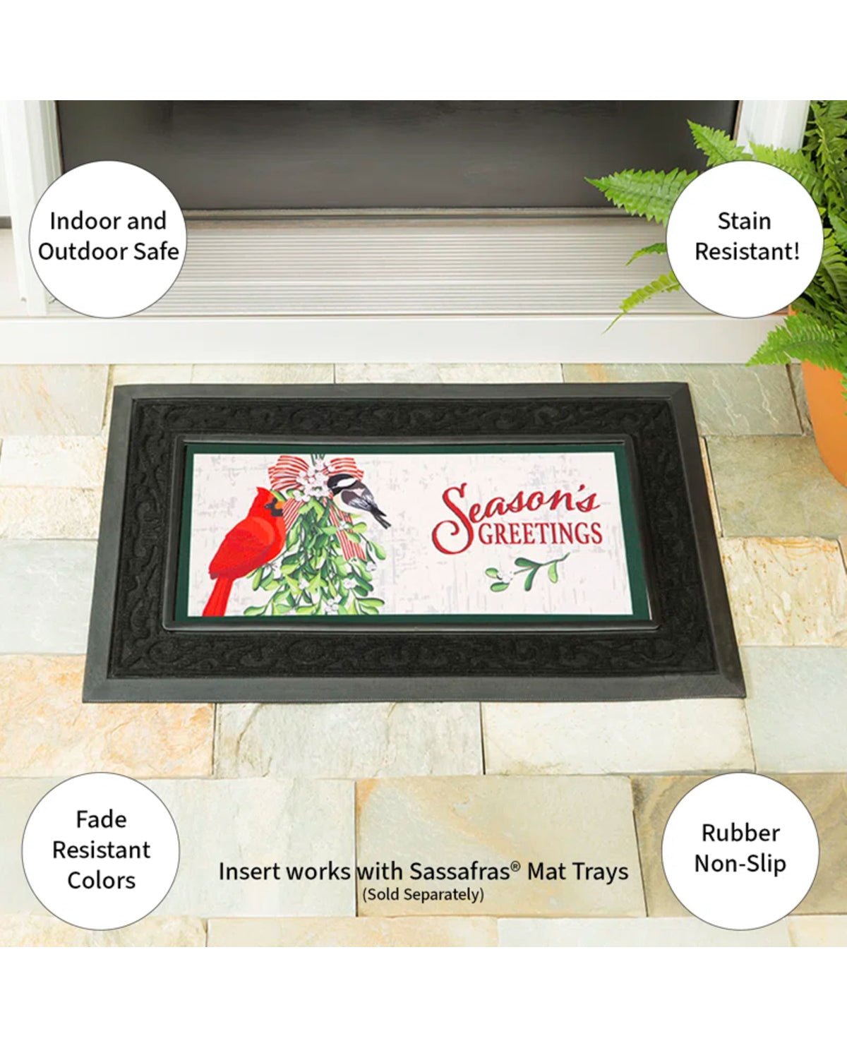 Mistletoe and Cardinal Sassafras Switch Mat