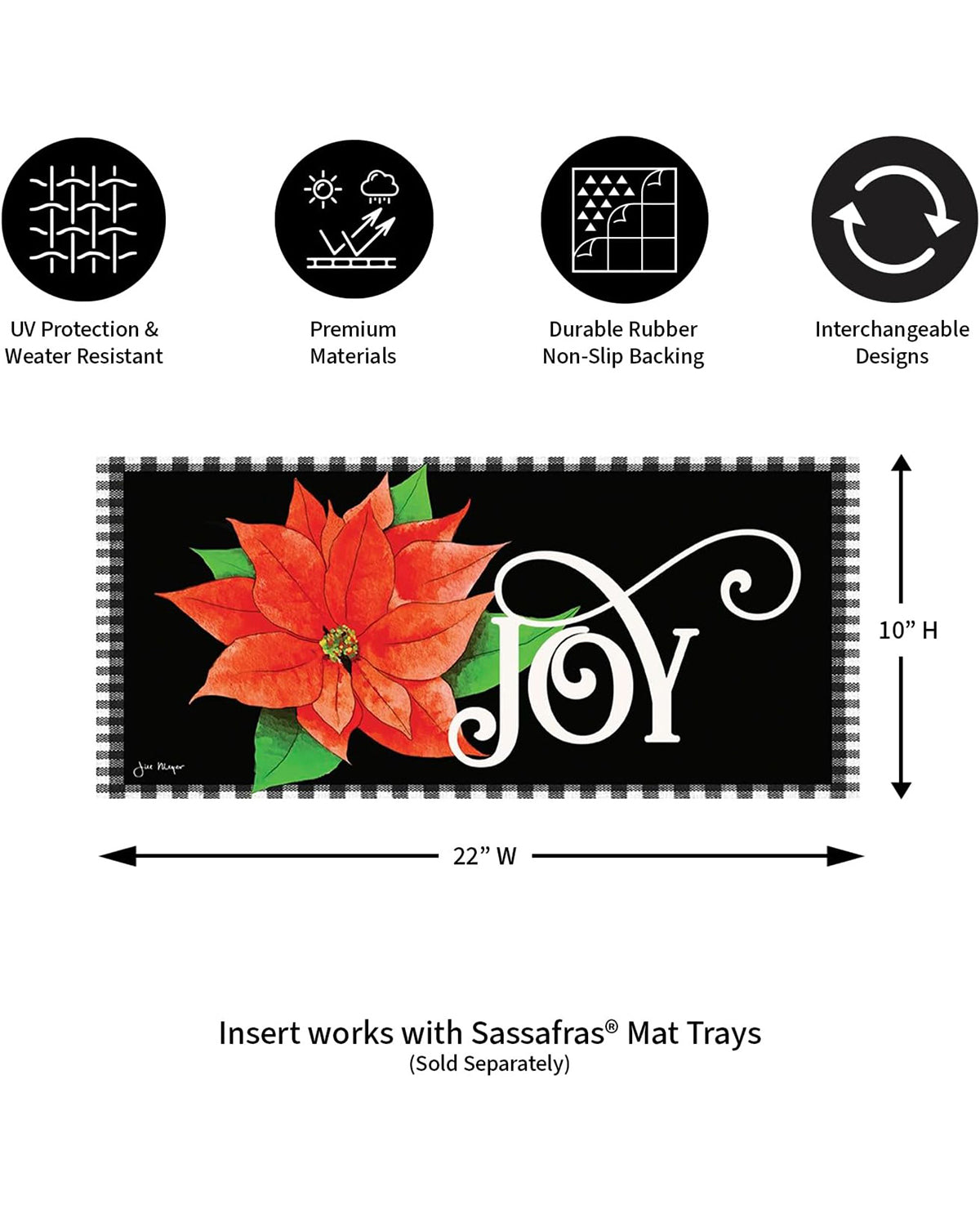 Joy Poinsettia Holiday Sassafras Switch Mat