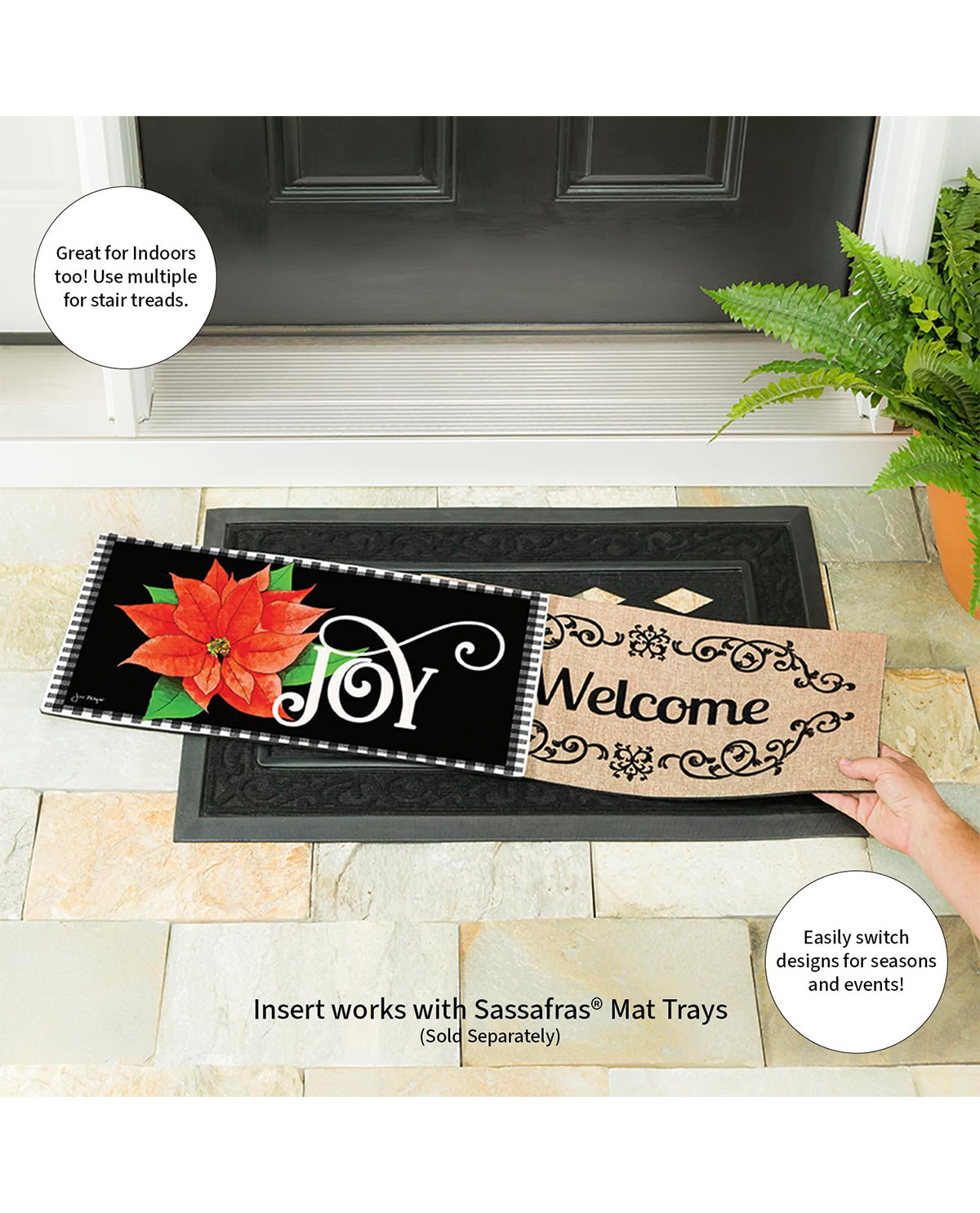 Joy Poinsettia Holiday Sassafras Switch Mat