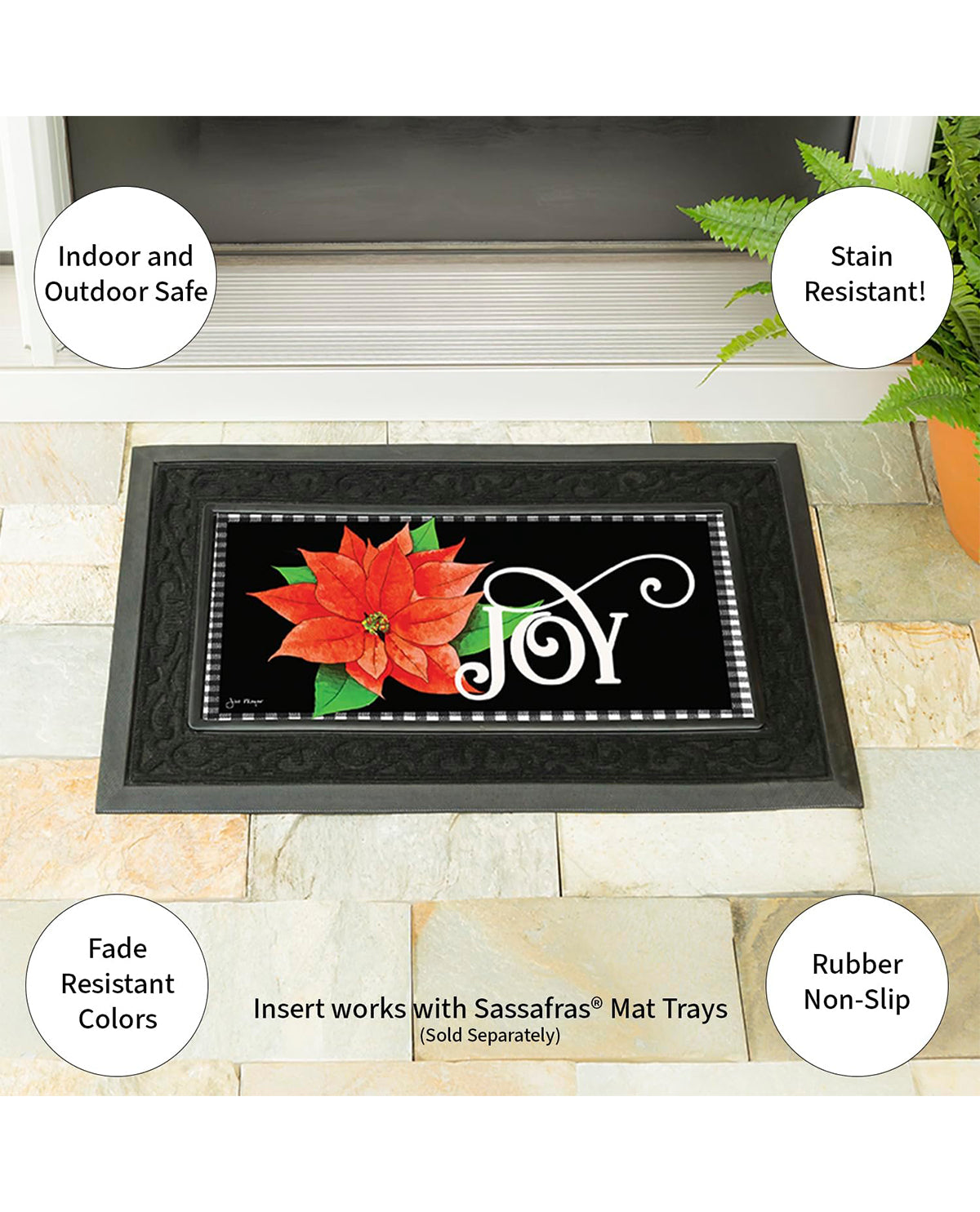 Joy Poinsettia Holiday Sassafras Switch Mat