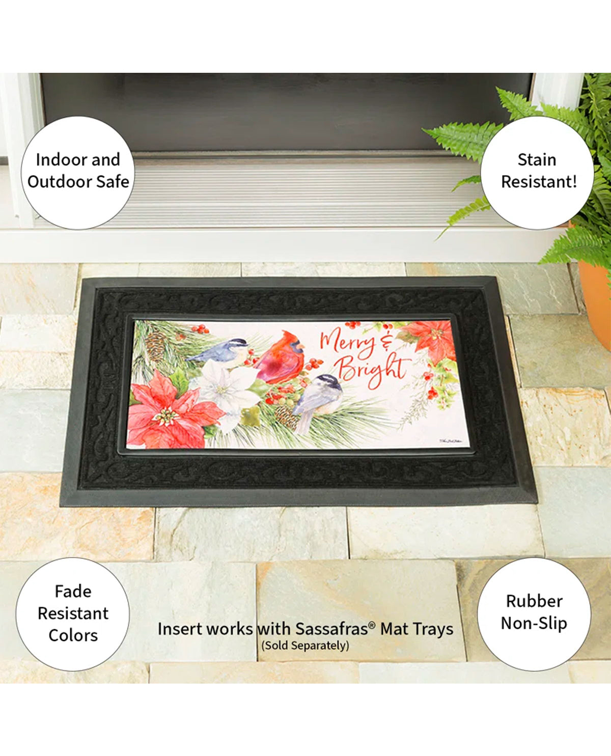 Merry and Bright Cardinal Sassafras Switch Doormat