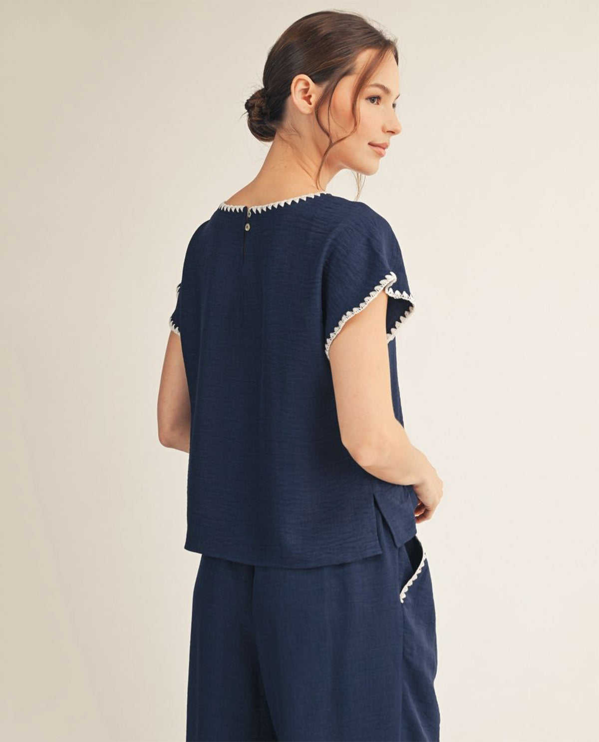 Jodifl Solid Top With Trim Navy