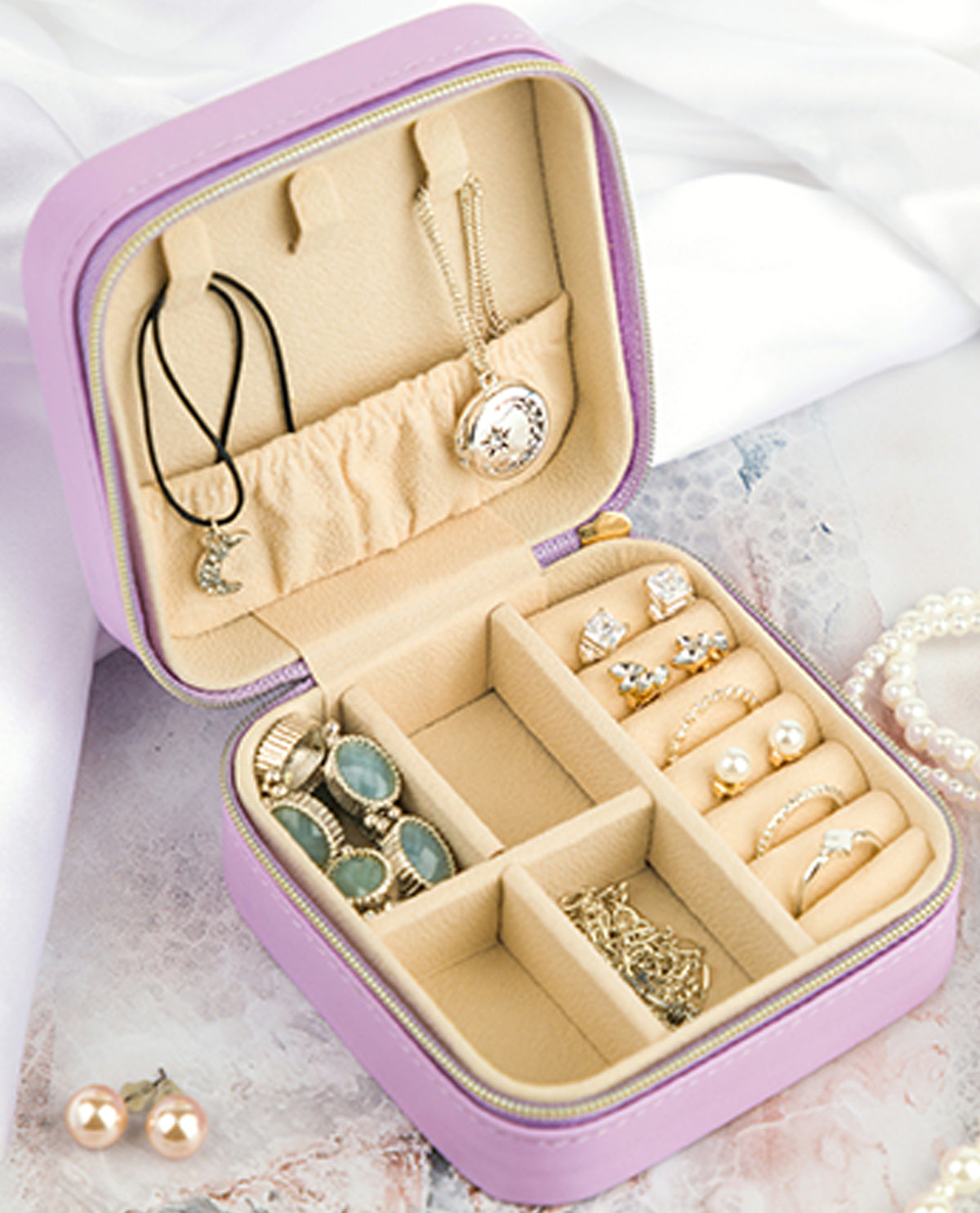 Mini Printed Travel Jewelry Organizer Lilac Haze