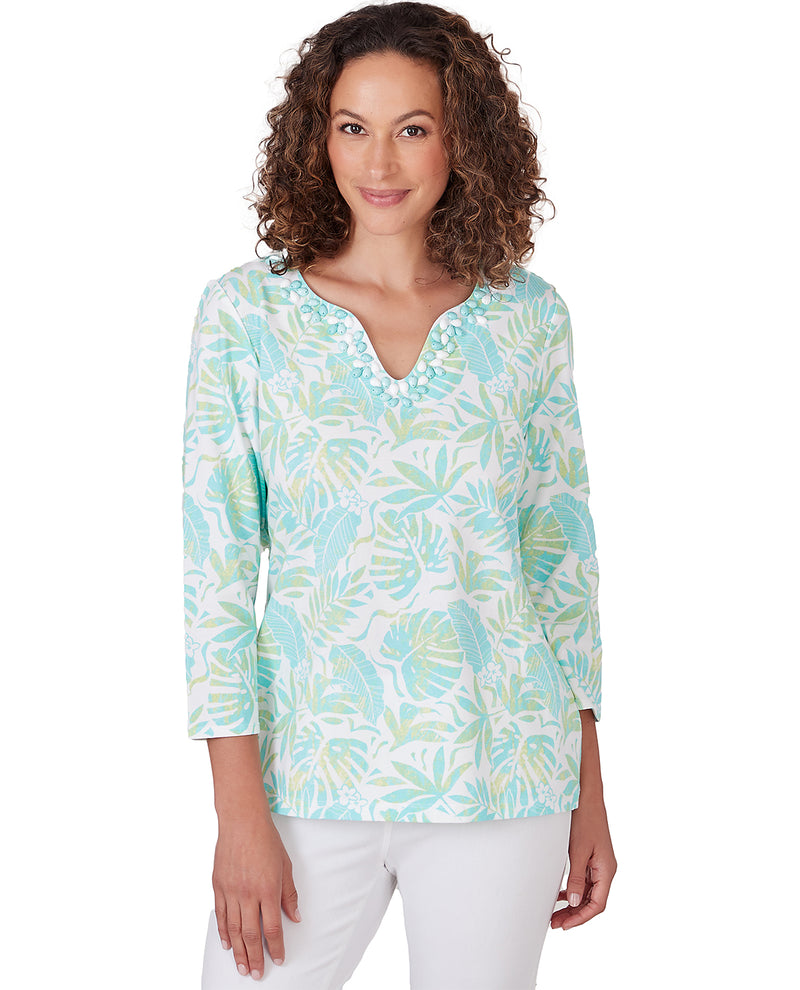 Ruby Road Missy Mix It Up Embroidered Knit Top