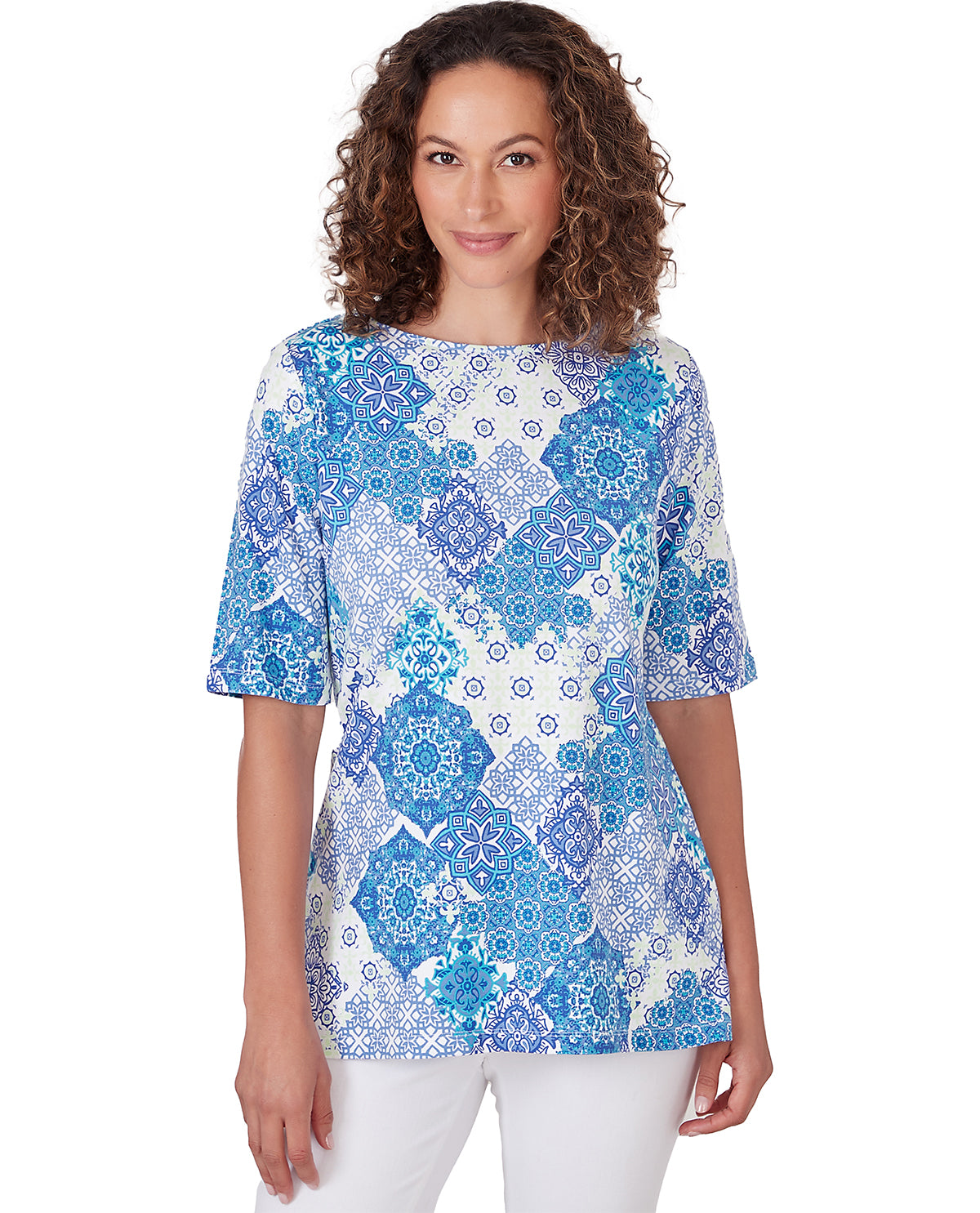 Ruby Road Missy Mix It Up Medallion Knit Top