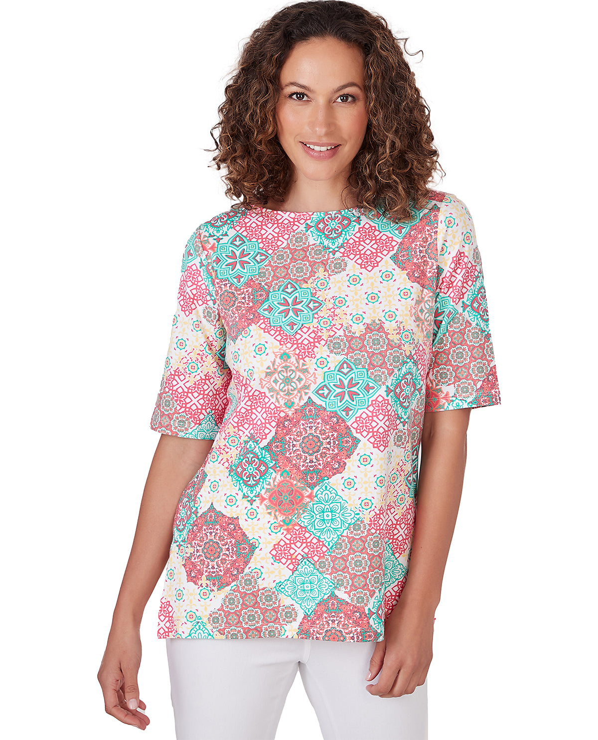 Ruby Road Missy Mix It Up Medallion Knit Top