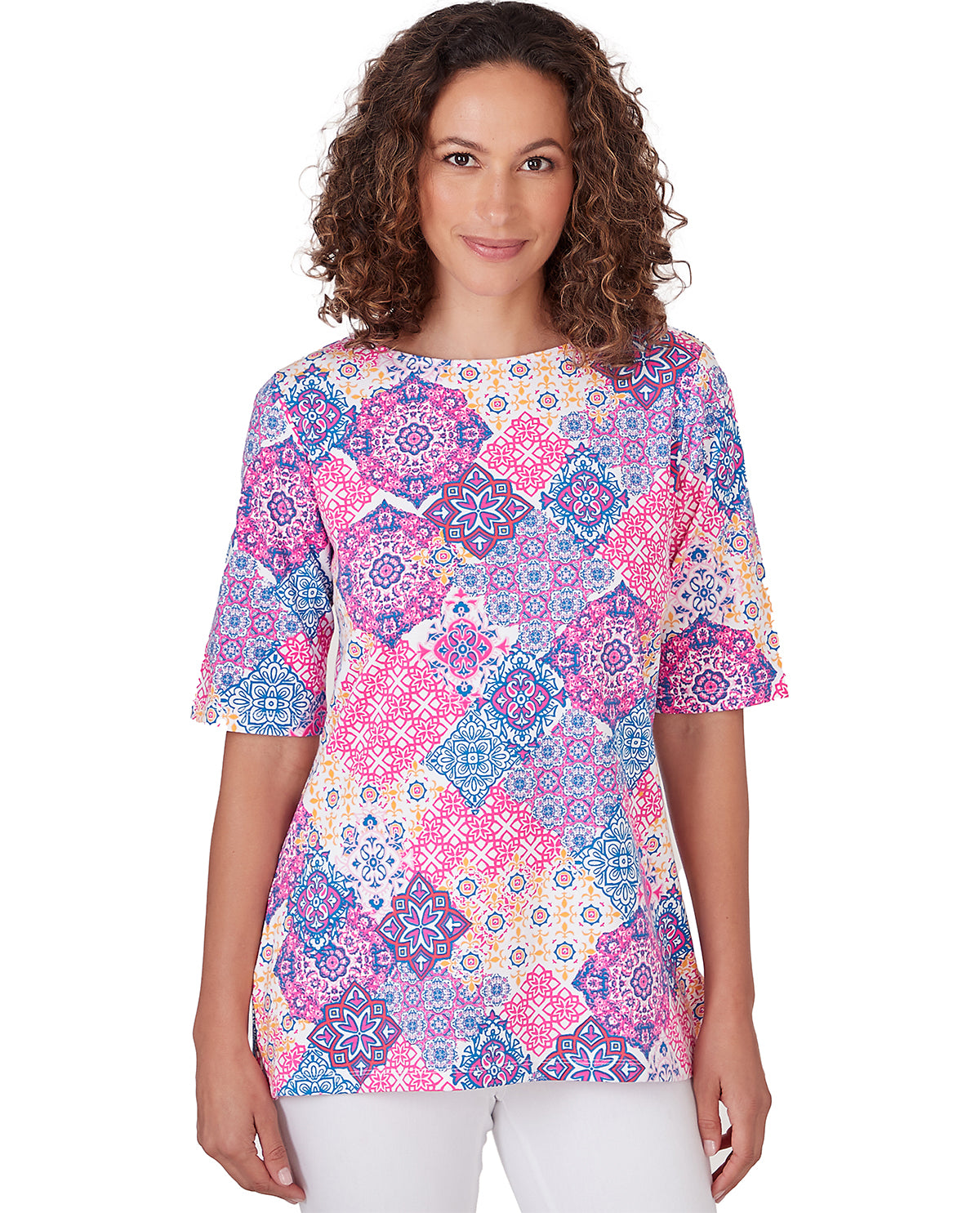Ruby Road Missy Mix It Up Medallion Knit Top
