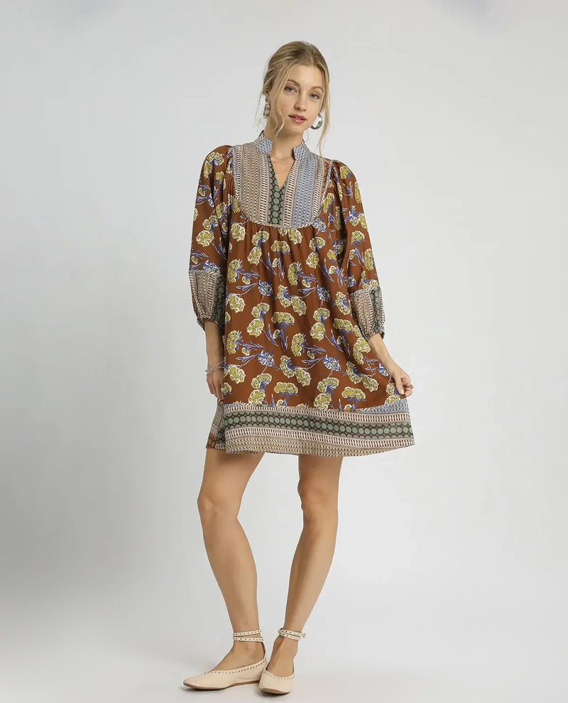 Border Print Tunic Dress