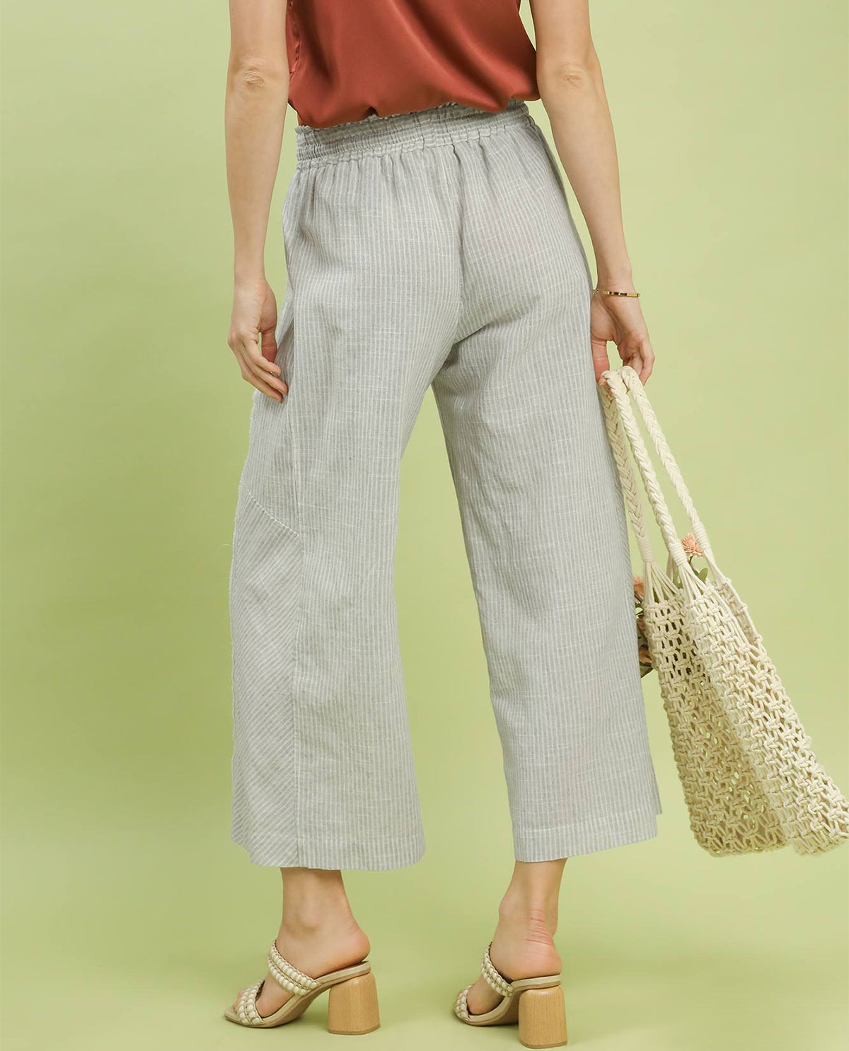 Umgee Washed Stripe Wide Leg Pant