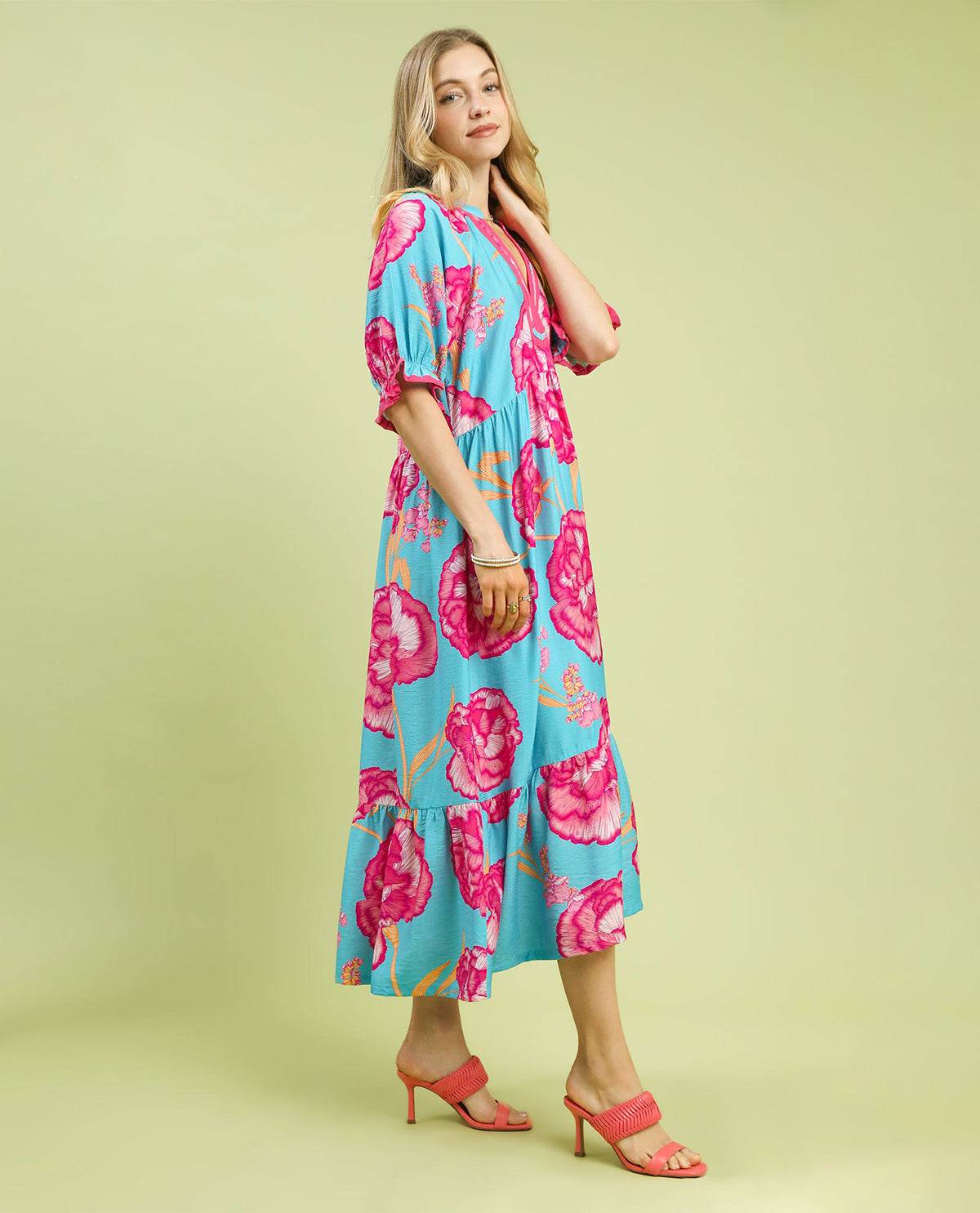 Umgee Floral Print Maxi Dress
