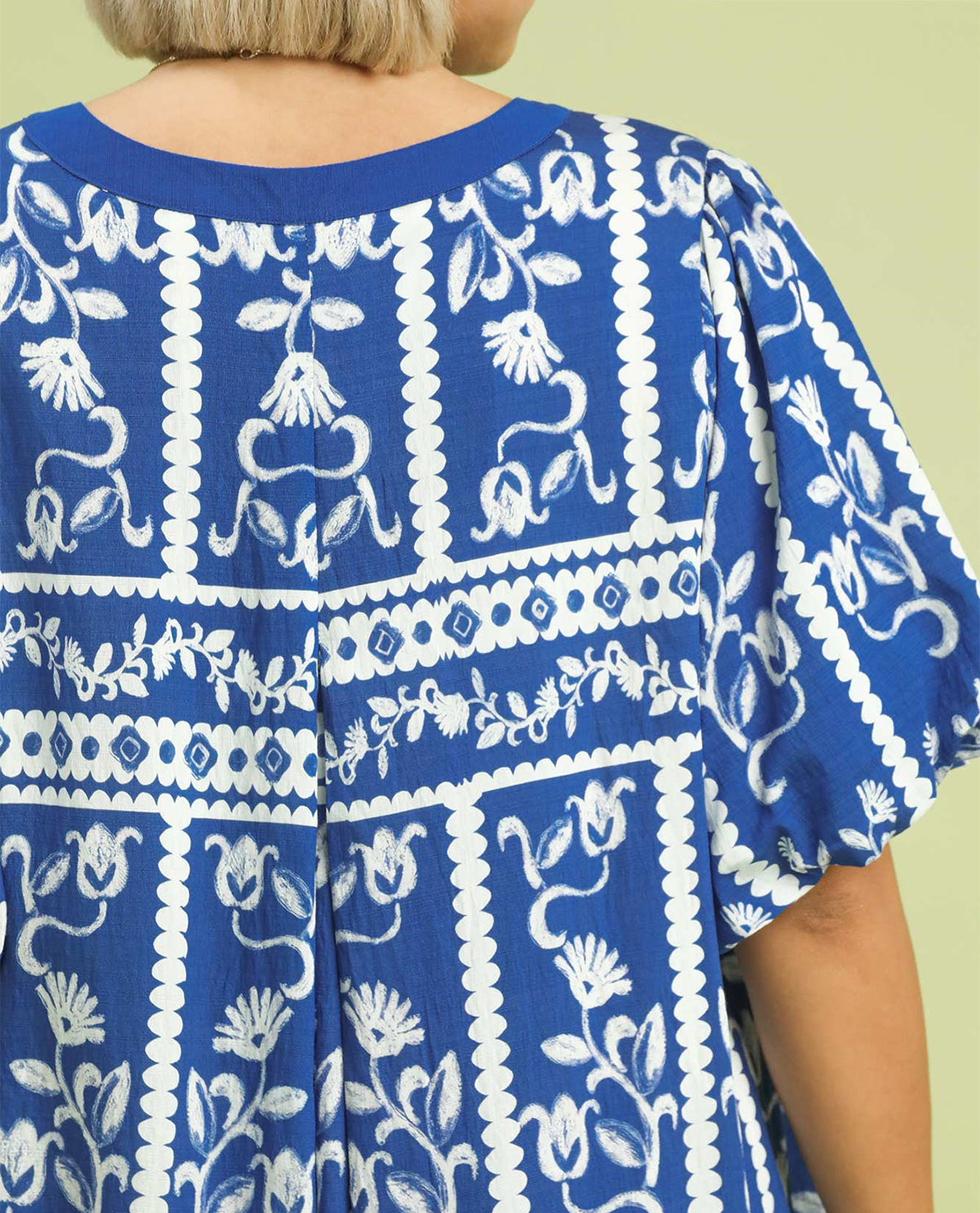 Umgee Border Print Dress Blue