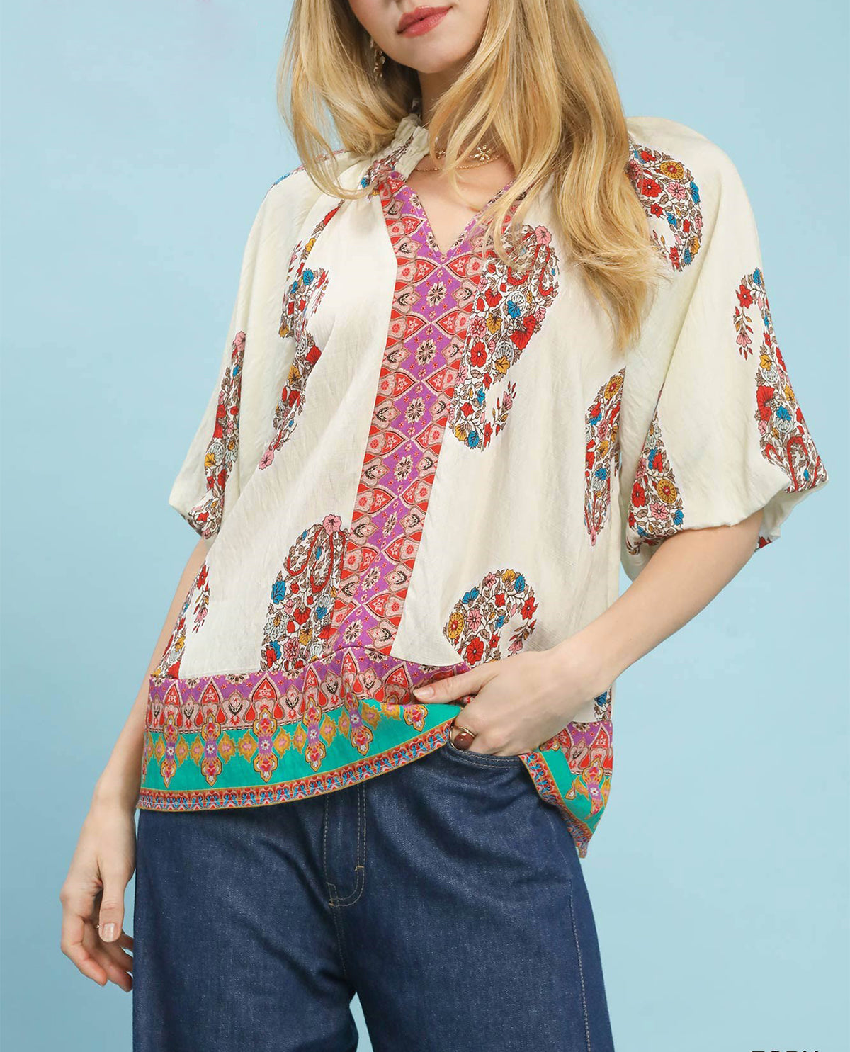 Umgee Border Print Top