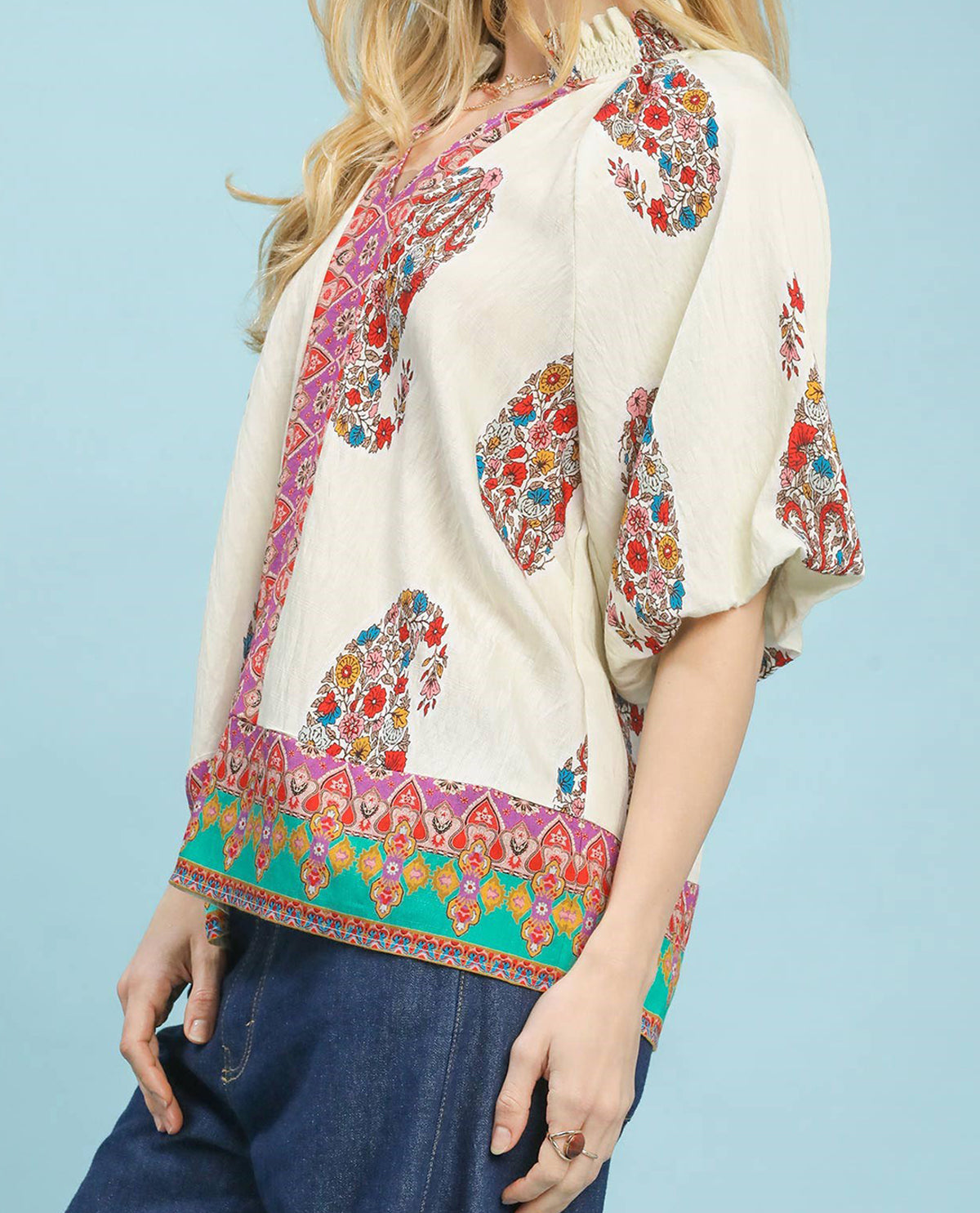 Umgee Border Print Top