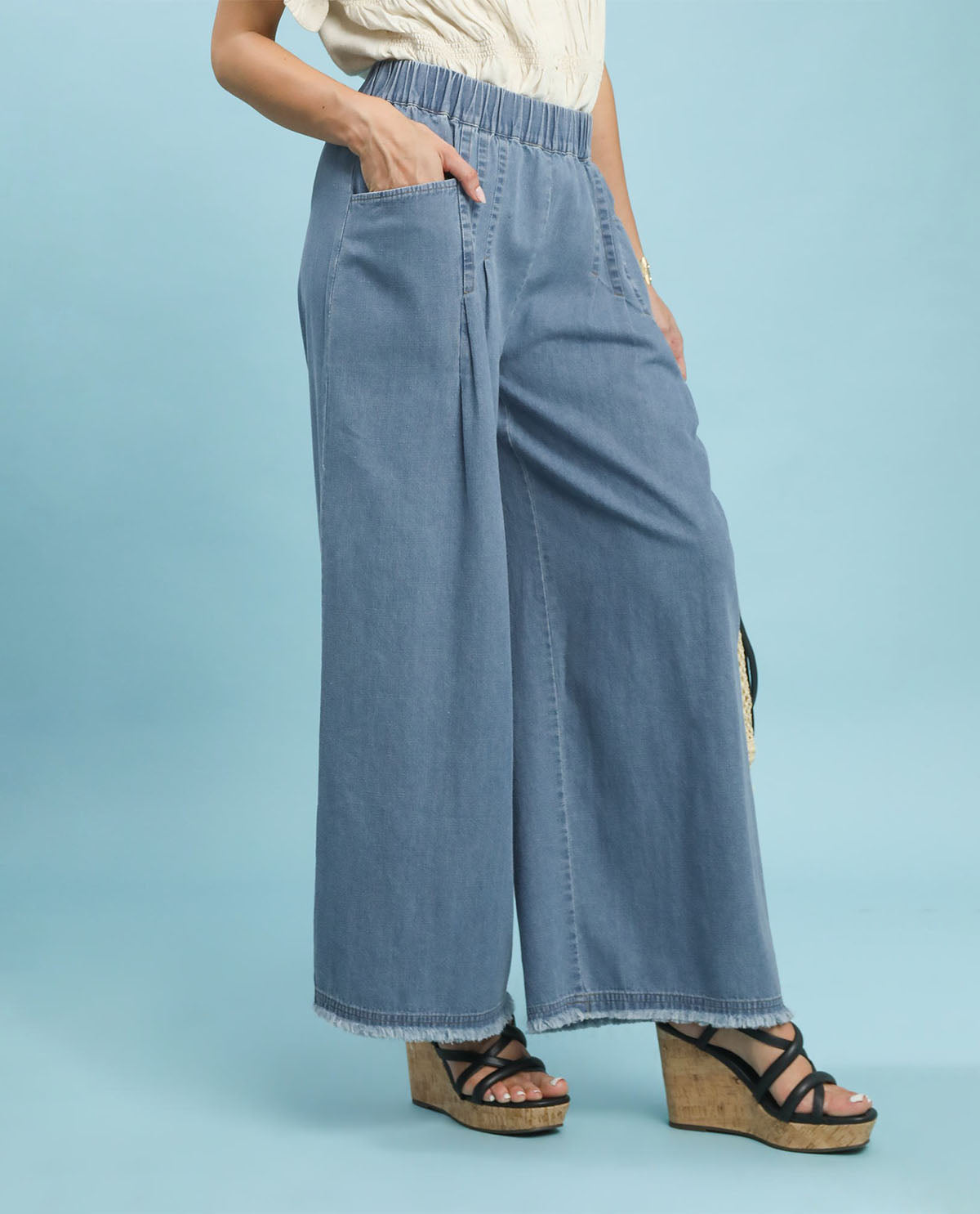 Umgee Stone Washed Wide Leg Pant