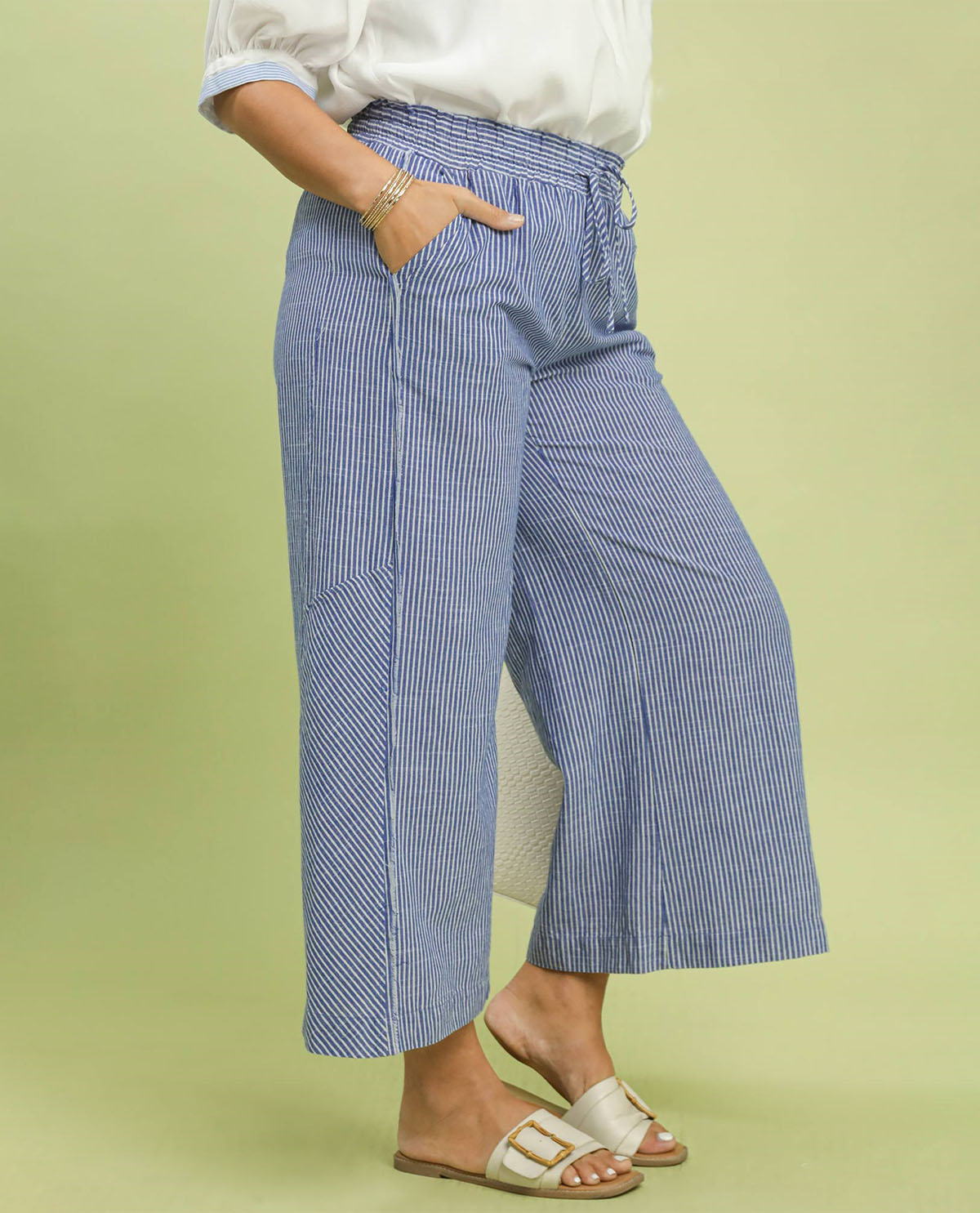 Umgee Striped Wide Leg Pant