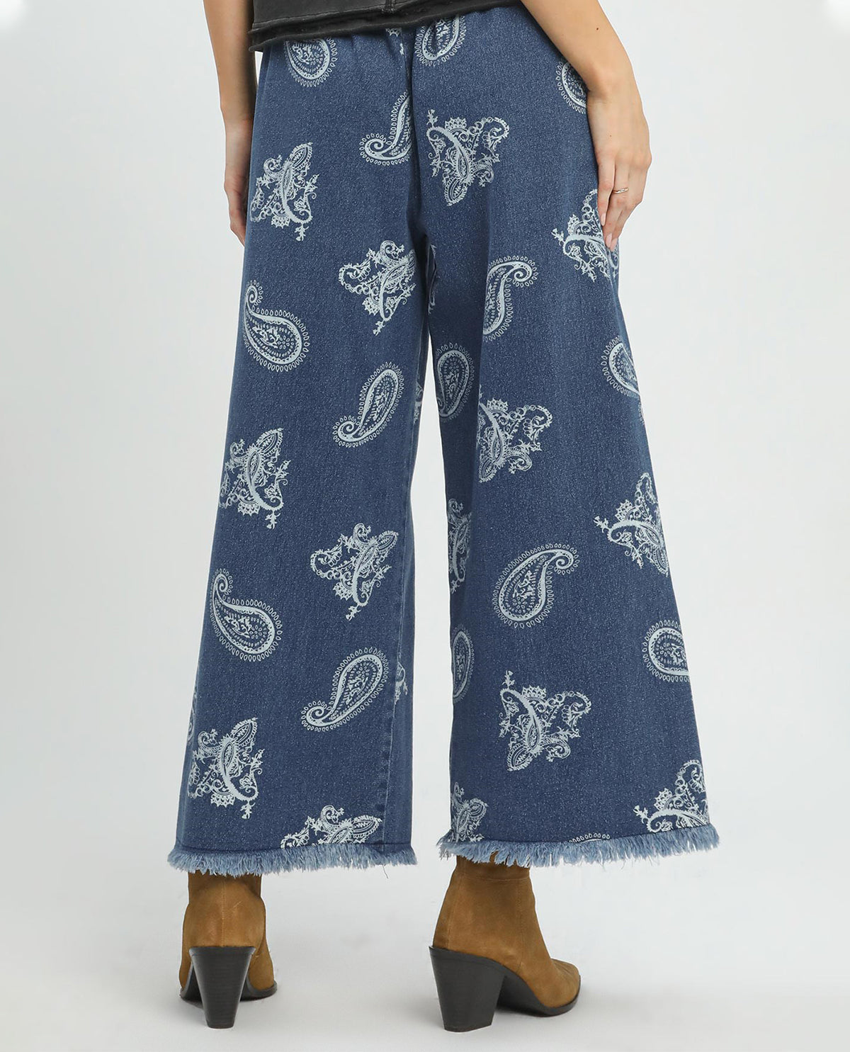 Umgee Wide Leg Pant Print Denim