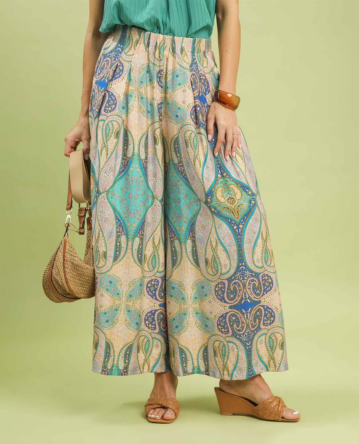 Umgee Abstract Print Pull On Pant