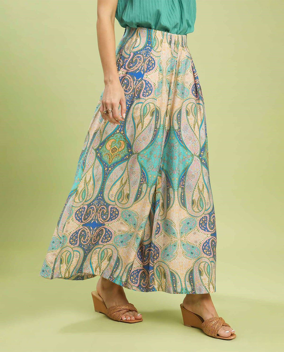 Umgee Abstract Print Pull On Pant