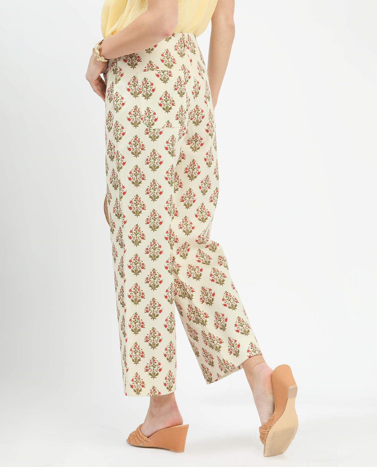Umgee Floral Print Pant Tangerine