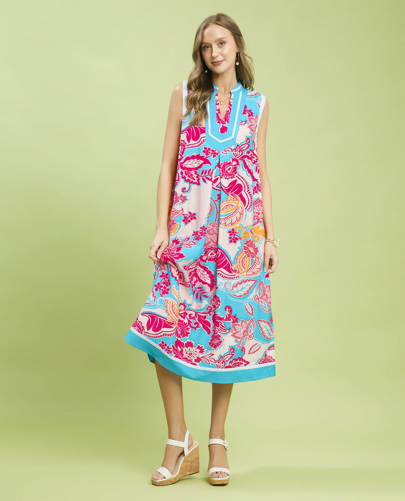 Umgee Floral Sleeveless Dress