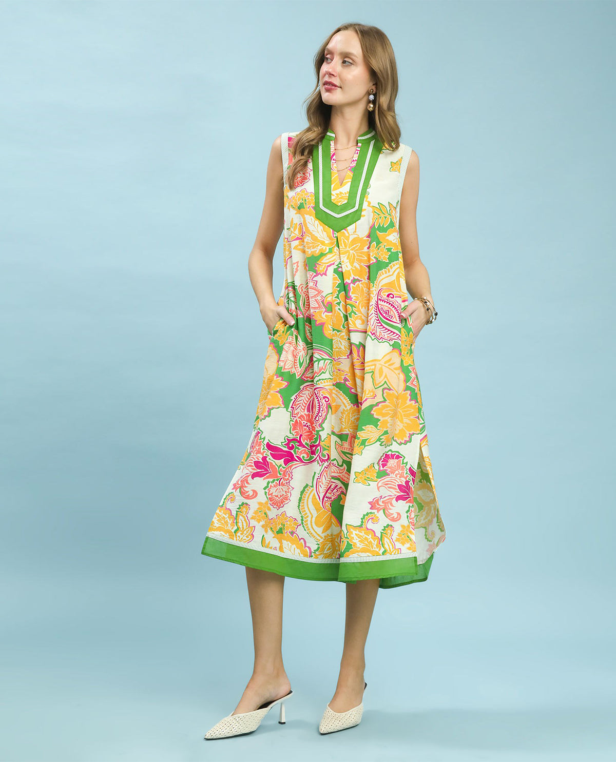 Umgee Floral Sleeveless Dress