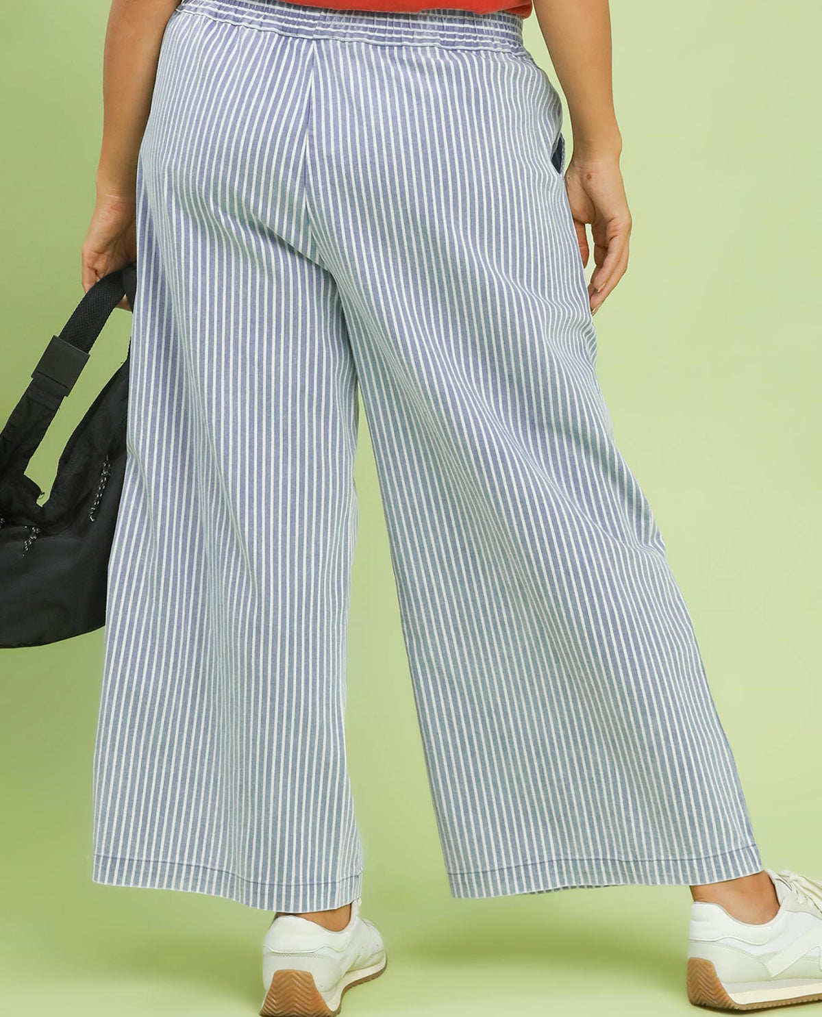 Umgee Stripe Wide Leg Pant Lt Denim