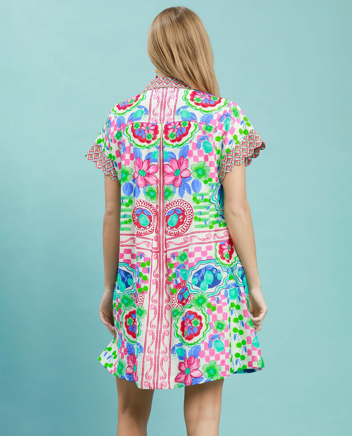 Umgee Dolman Sleeve Button Down Dress Pink