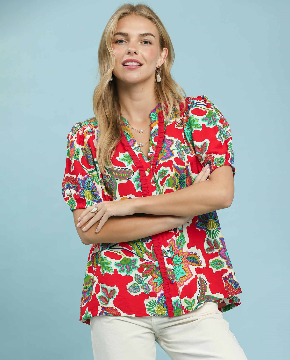 Umgee Abstract Print Top Red