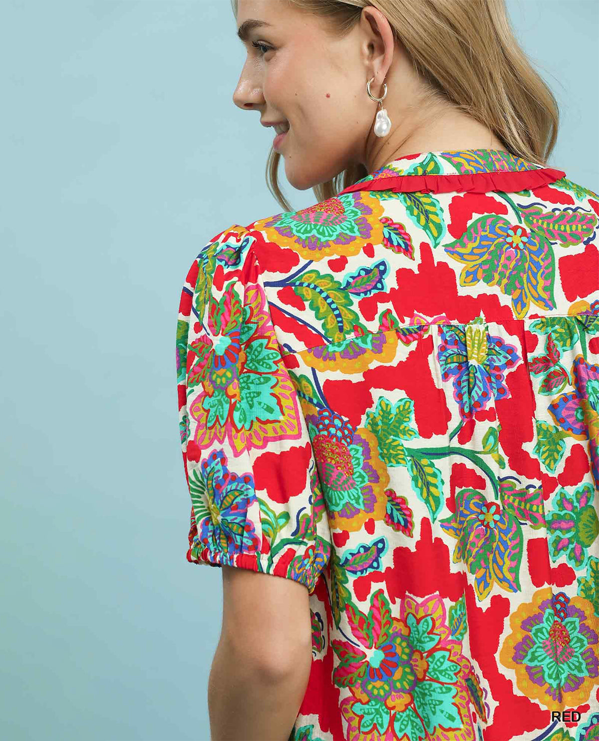 Umgee Abstract Print Top Red