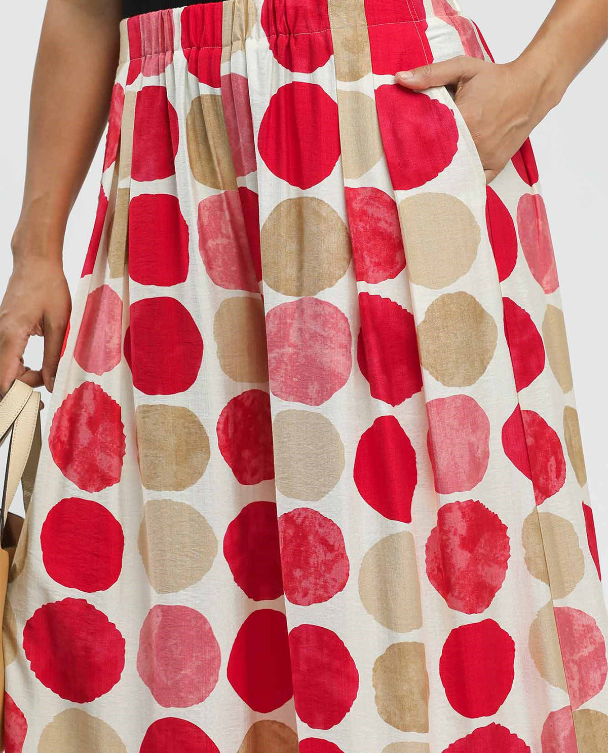 Umgee Dot Print Wide Leg Soft Pant Red