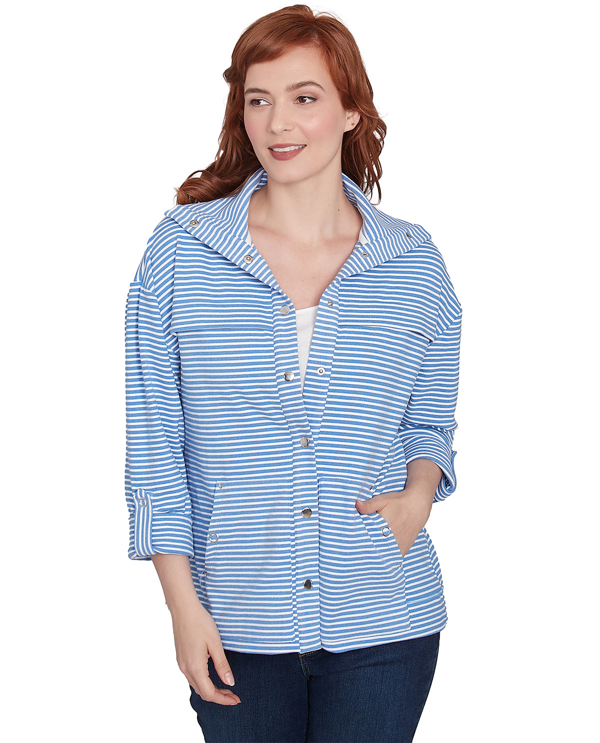 Ruby Road Missy Casual Luxe Interlock Stripe Jacket