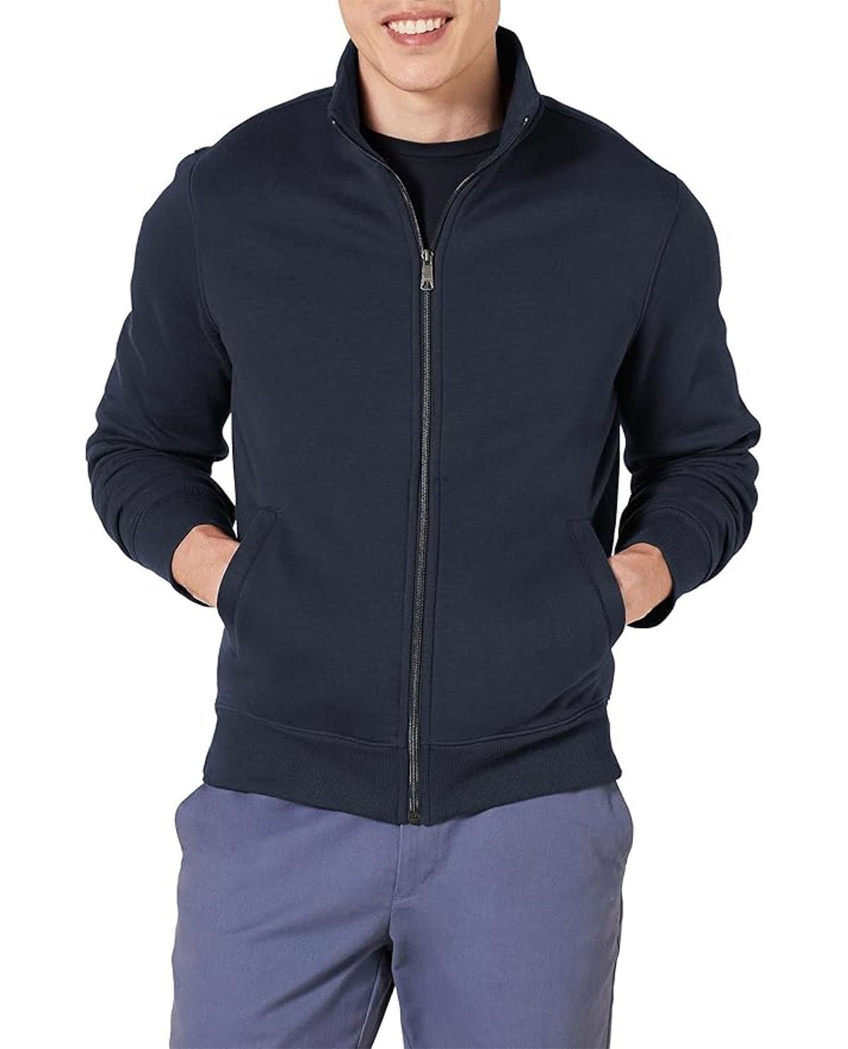 Real Essentials Men's Full Zip Mock Neck Jacket