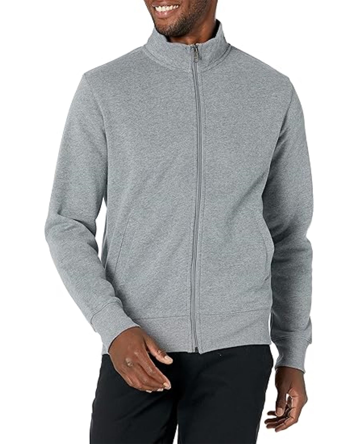 Real Essentials Men's Full Zip Mock Neck Sweatshirt