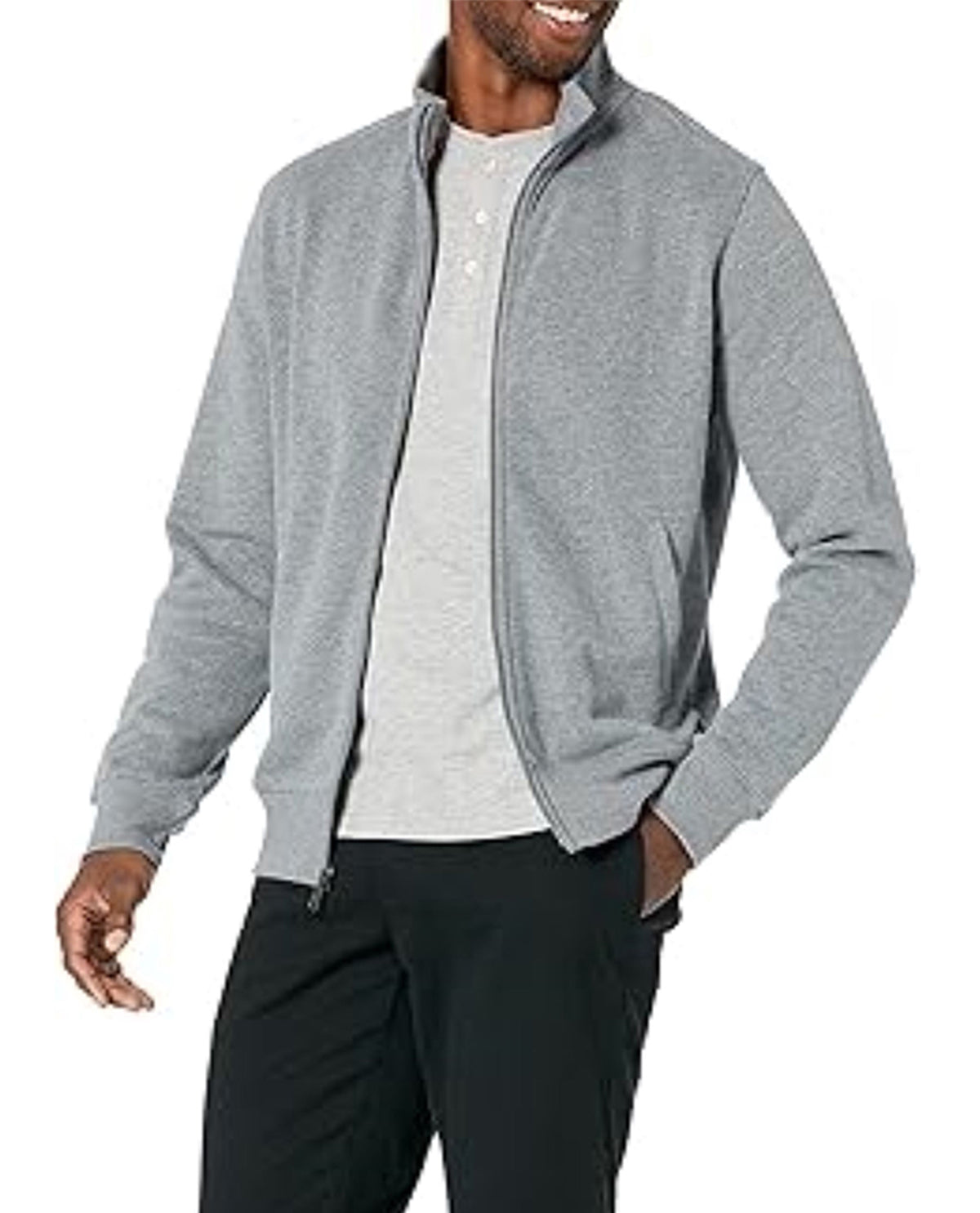 Real Essentials Men's Full Zip Mock Neck Sweatshirt