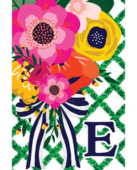 Floral Lattice Monogram House Flag - B