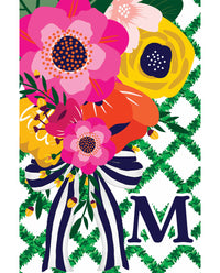 Floral Lattice Monogram House Flag - B
