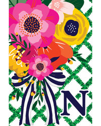 Floral Lattice Monogram House Flag - B