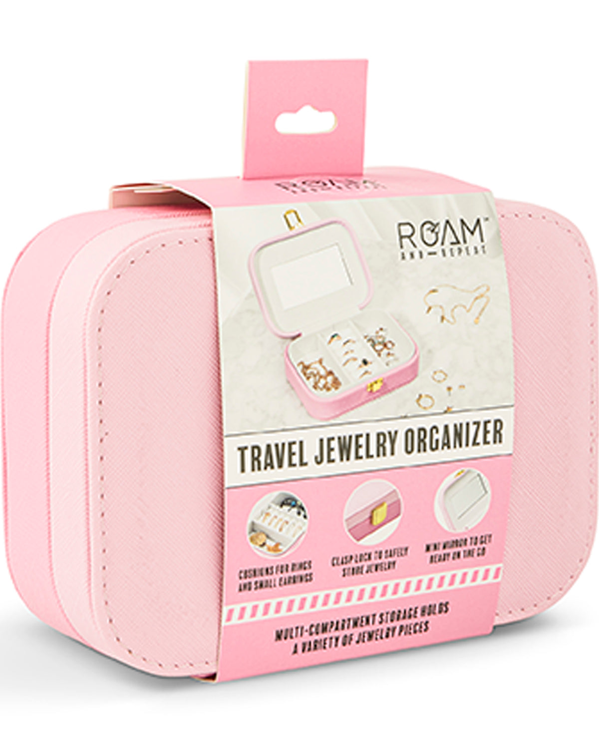 2-Tone Rectangle Jewelry Organizer With Clasp Pink