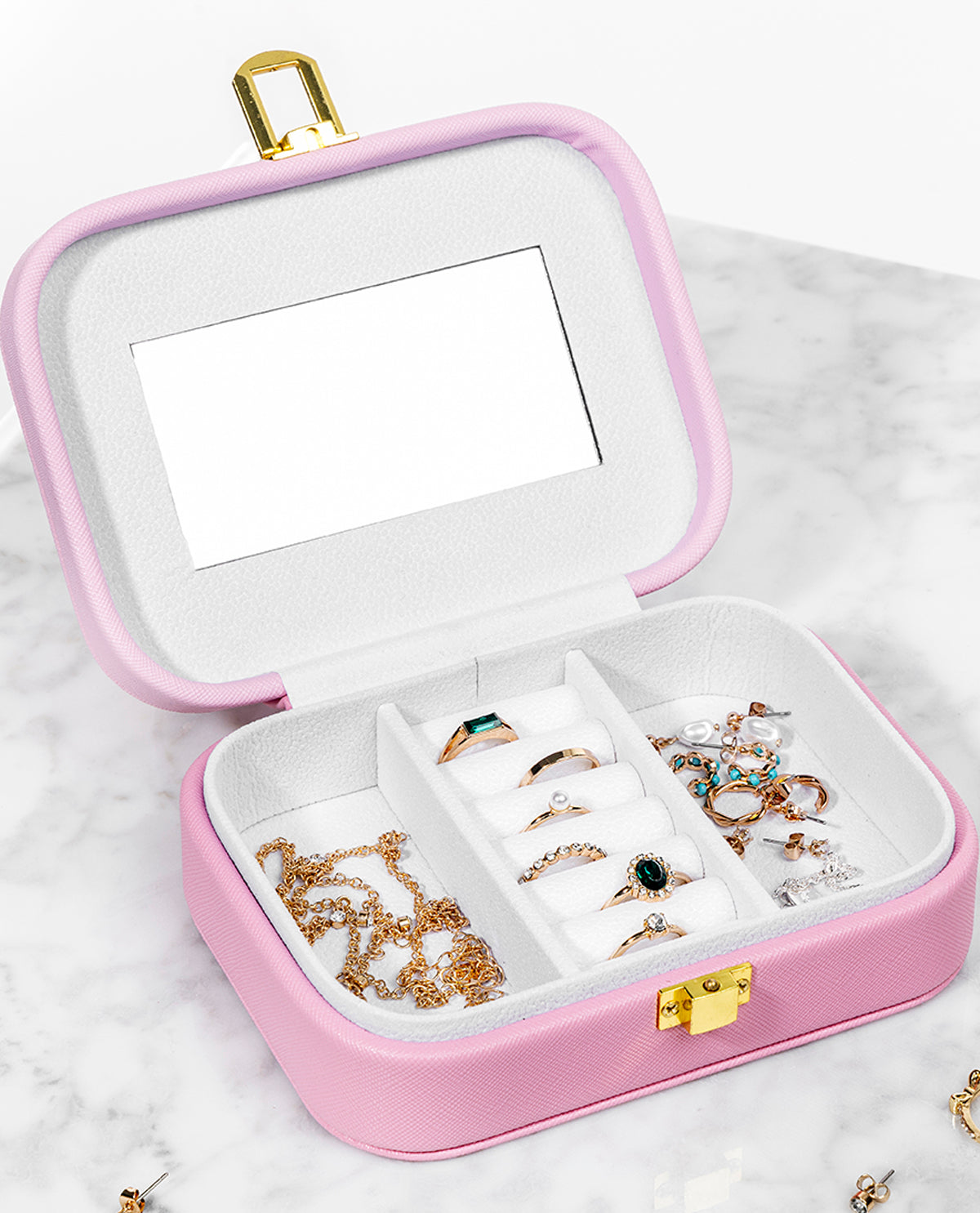 2-Tone Rectangle Jewelry Organizer With Clasp Pink