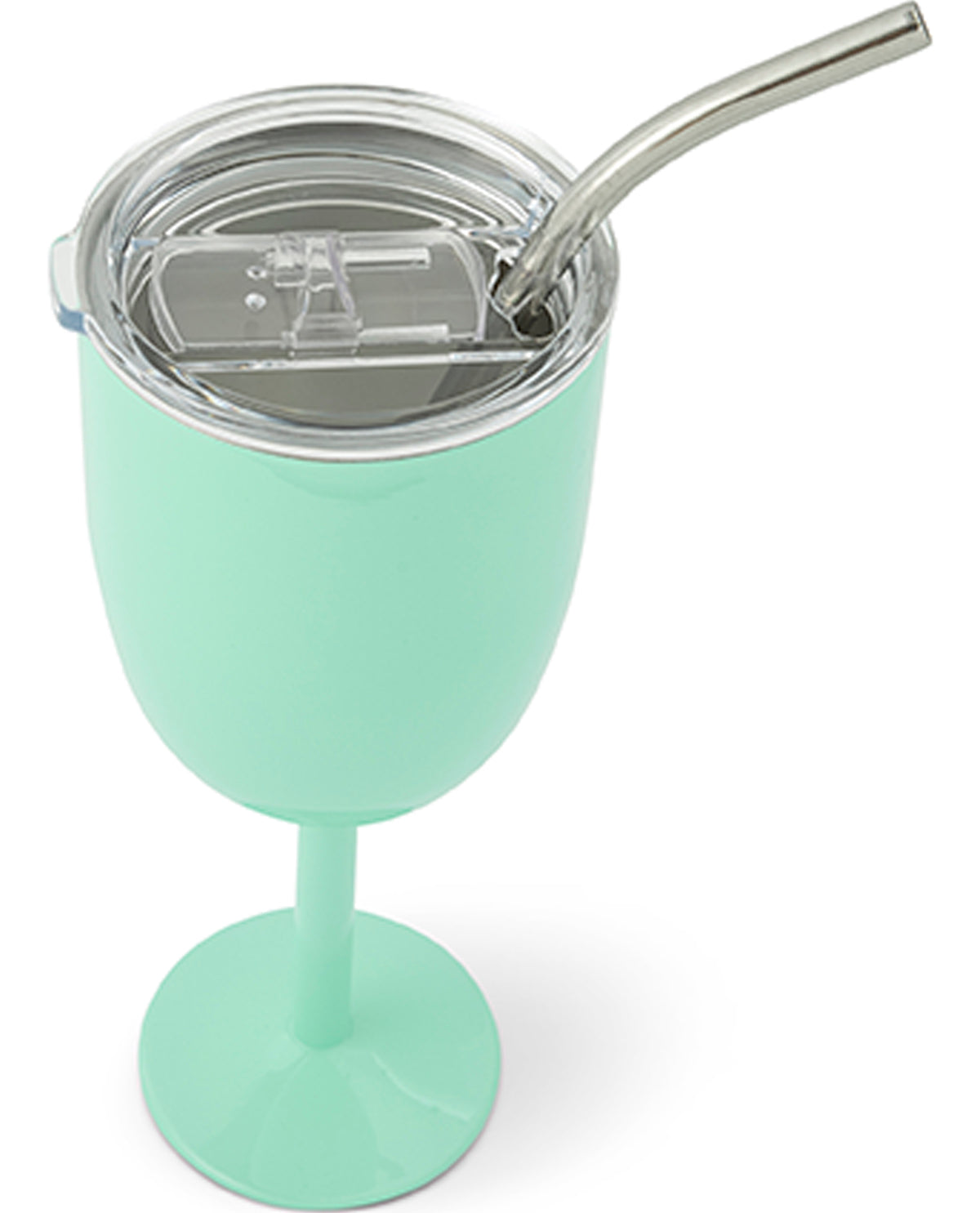 15oz Stainless Steel Wine With Straw - Green Breeze